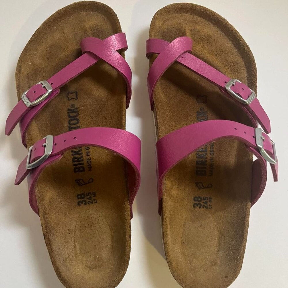 Birkenstock Mayari Toe Thong Sandals Fuchsia - Size 7.5/38 Used